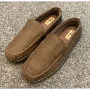 My Slippers Shoes Mens 10 Leather Slip-On Moccasins All Weather Sole Brown